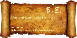 Bervanger Edvin névjegykártya